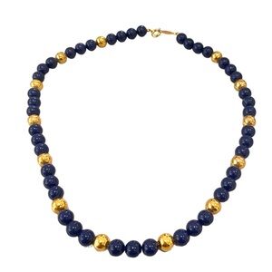 Napier beaded necklace blue gold 8”